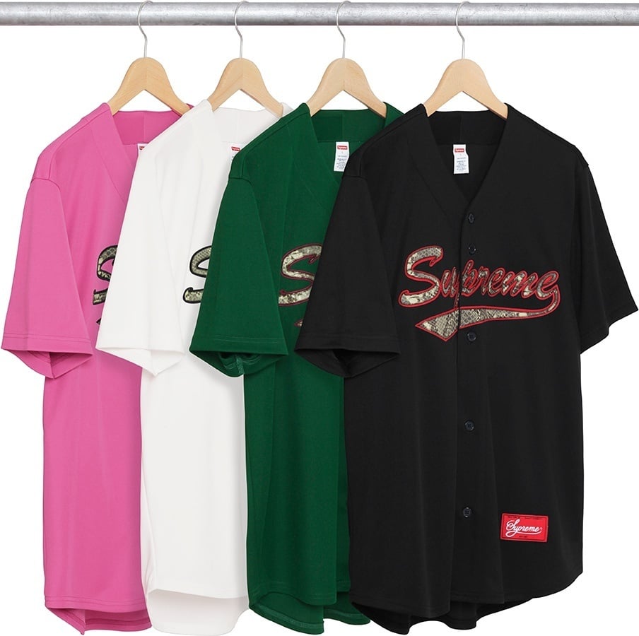 Snake Script Logo Baseball Jersey